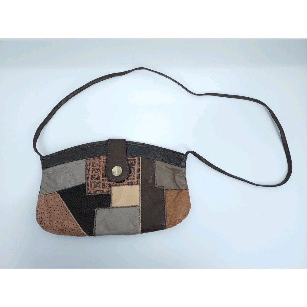 VTG DIRAN Saks Fifth Ave Leather Patchwork Shoulder Bag Crossbody Purse PAPERS